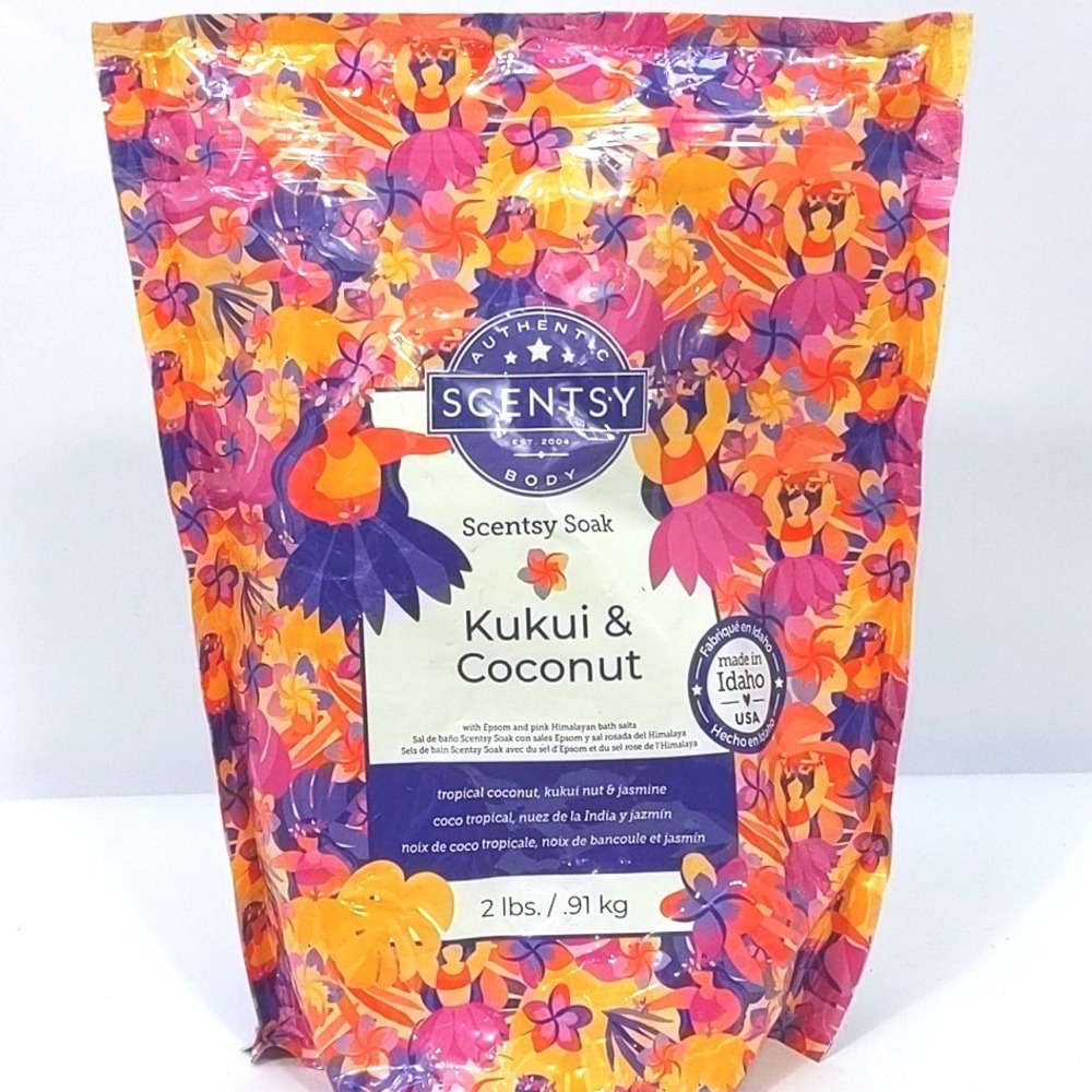 Scentsy Body Kukui & Coconut Scentsy Soak 2 lbs Epsom Pink Himalayan Bath Salts